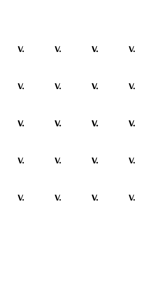 Repeating "V." in rows and columns on a blank background